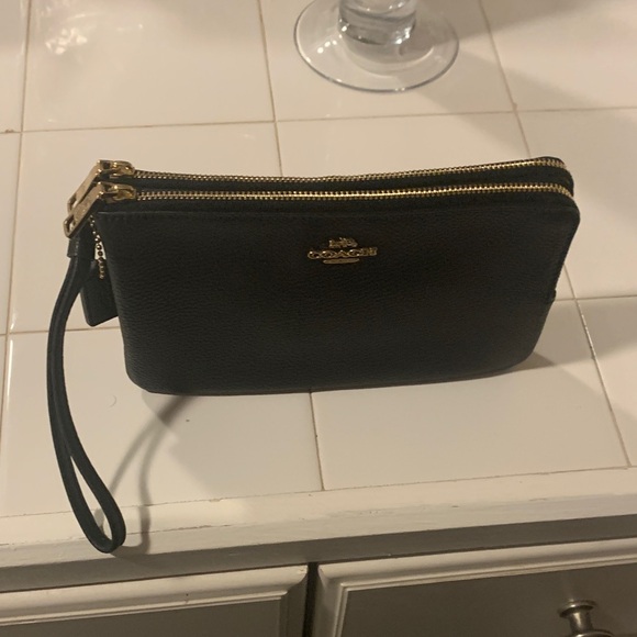Coach Black Wristlet with Gold Accents - Picture 3 of 4
